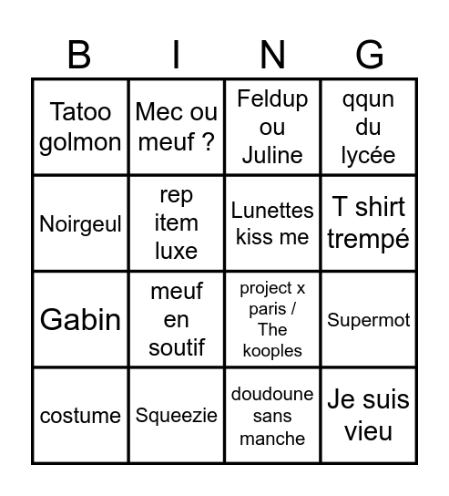 Bingo de Momo Bingo Card