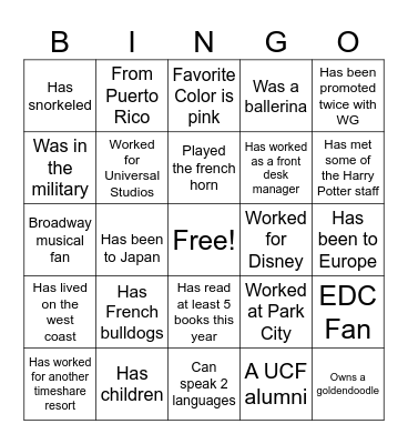 PEOPLE BINGO Card