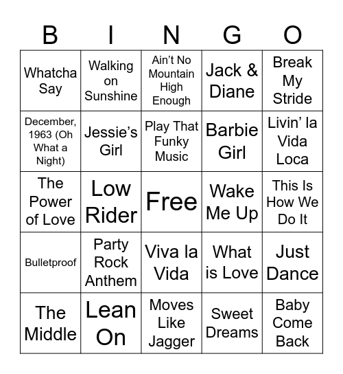 Music Bingo - DECADES Bingo Card