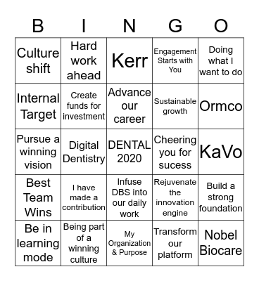 DENTAL 2020 Bingo Card