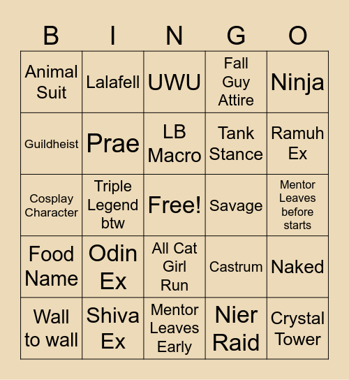 Mentor Roulettes Bingo Card