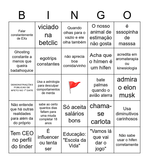 RED FLAG Bingo Card