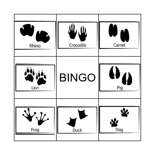 Animal bingo Card