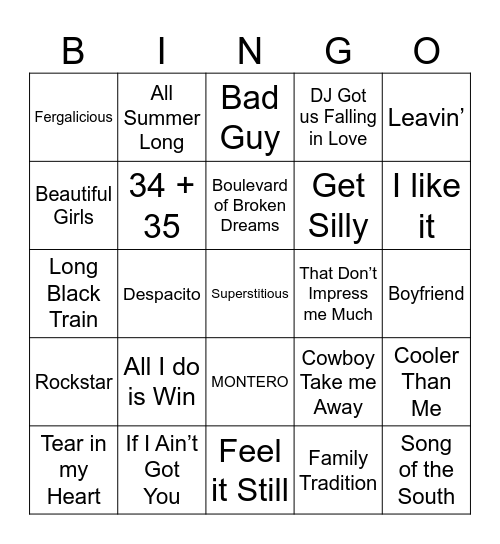 BDB Bingo 101 Bingo Card