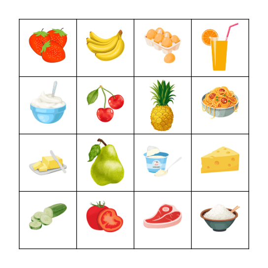 FOOD Bingo Card