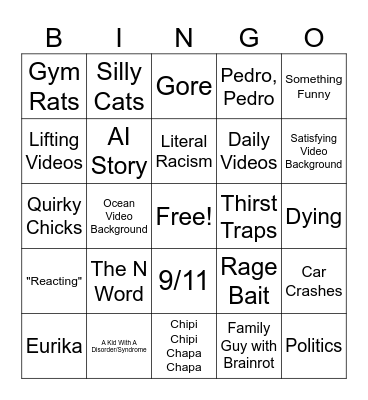 Insta Reelz Bingo Card