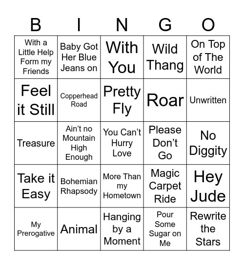 BDB Bingo 102 Bingo Card
