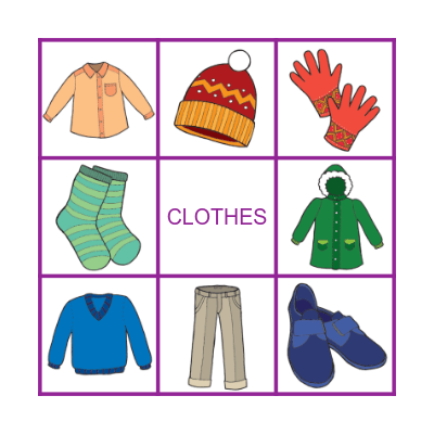 CLOTHES Bingo Card