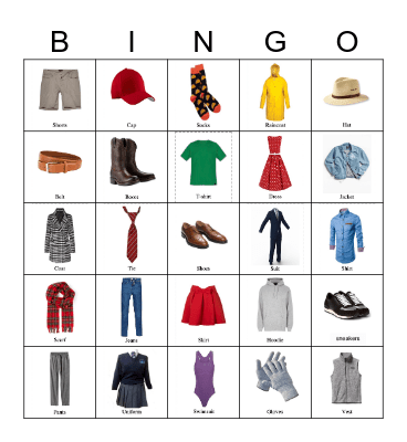 Clothes Bingo Card