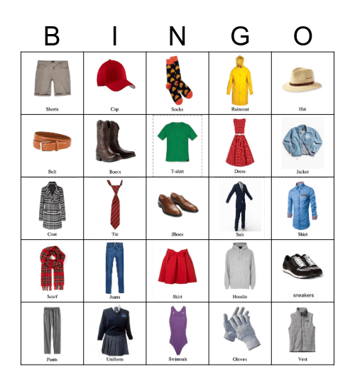 Clothes Bingo Card