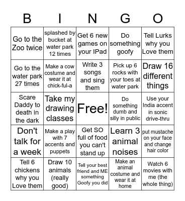 Challenges for Summer!!!!! Bingo Card