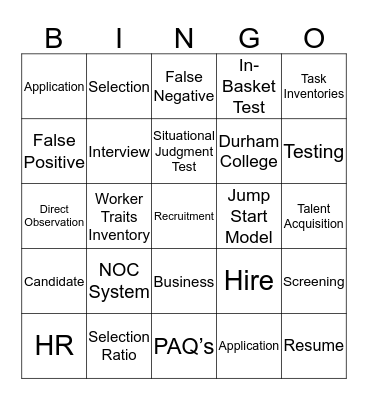 Practie Activity Bingo Card