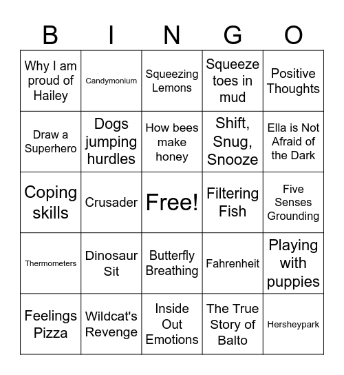 Hailey's Graduation Bingo Card