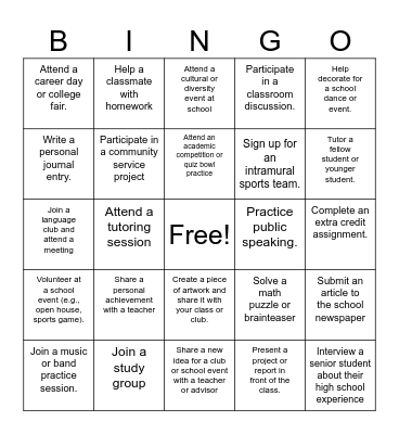 About You! Bingo Card