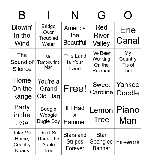 SINGO! Memorial Day Bingo Card