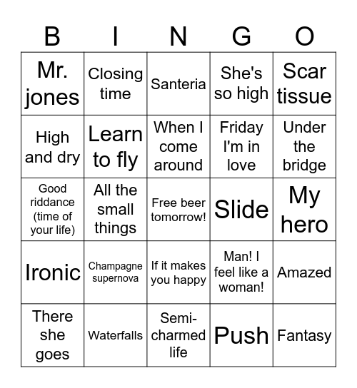 All Out 90's 2 Bingo Card