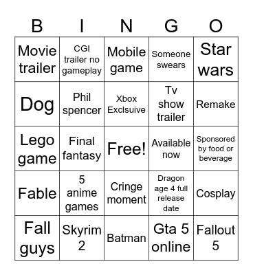 Summer game fest 2 Bingo Card