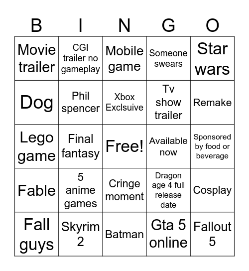 Summer game fest 2 Bingo Card