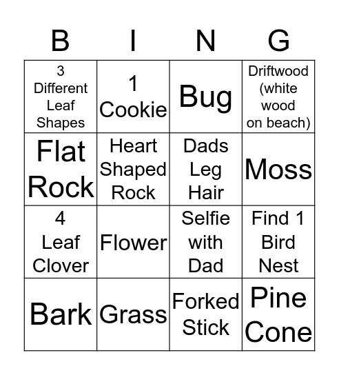 Scavenger Hunt Bingo Card