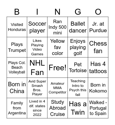Intern Bingo Card