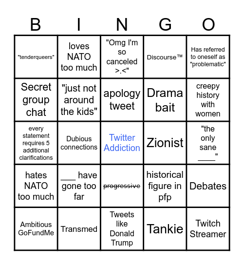 Trans "Ally" Bingo Card
