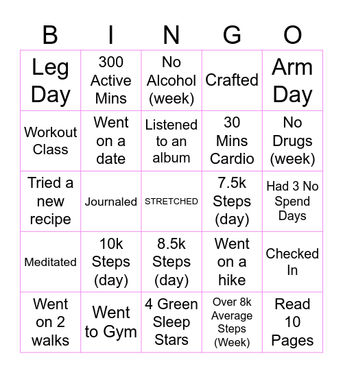HOT GIRL BINGO Card