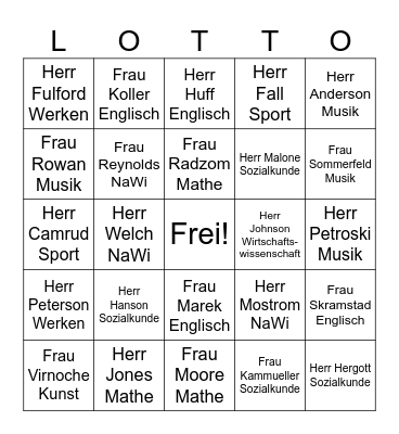 CMS Lehrer und Lehrerinnen Bingo Card