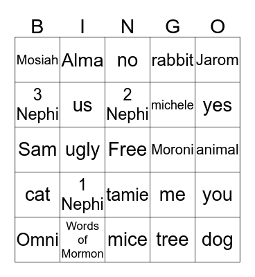 Book of Mormon Bingo Card