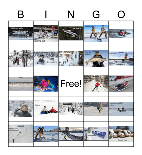 Michigan Winter sports Bingo Card