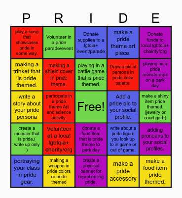 pride Bingo Card