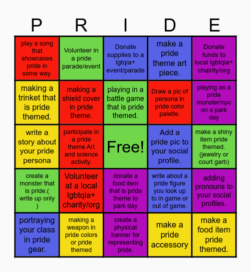 pride Bingo Card