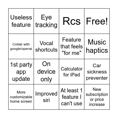 WWDC 2024 Bingo Card