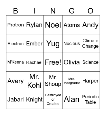 8th Hour Bingo Card