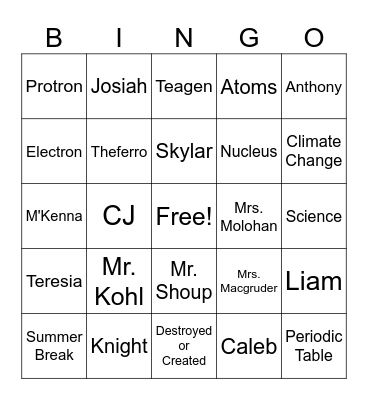 9th Hour Bingo Card