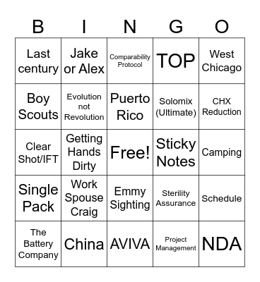 Dan's Story Time BINGO Card