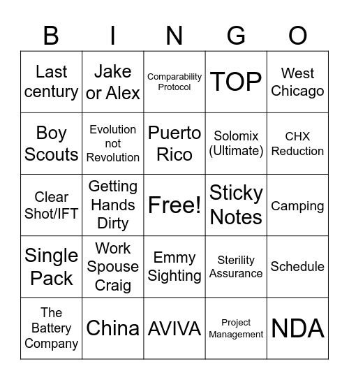 Dan's Story Time BINGO Card