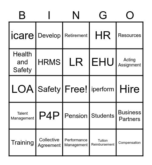 People, Equity and Culture Bingo Card