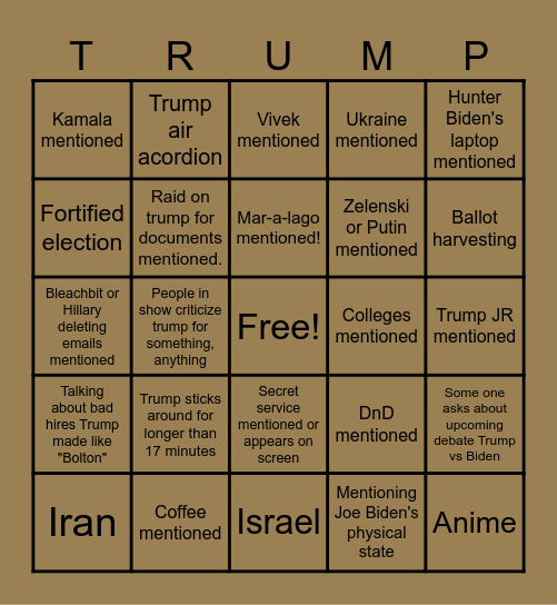 Trumpo bingo Card