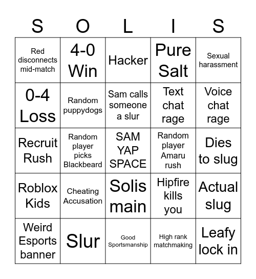 WEEKLY R6 BINGO Card