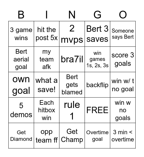 BERTGO Bingo Card