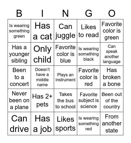 Music Camp Bingo! Bingo Card