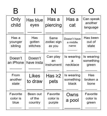 Music Camp Bingo! Bingo Card