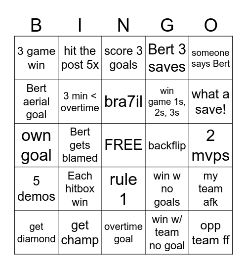 BERTGO Bingo Card