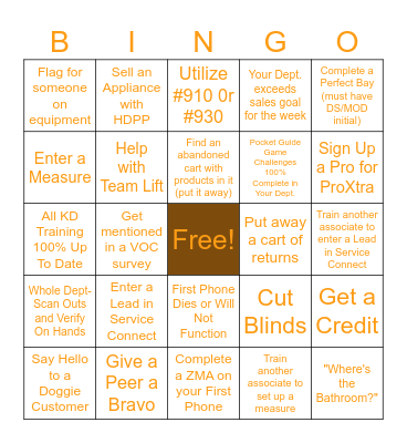 Specialty Bingo Card