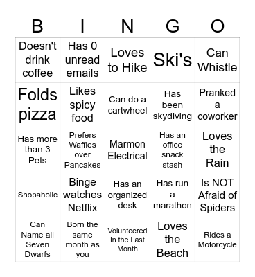 Find the Guest! Bingo Card