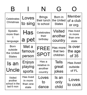 Diversity Bingo Card