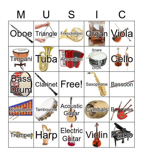 Musical Instruments Bingo Card