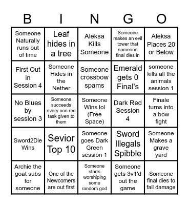 Ominous Life Bingo Card