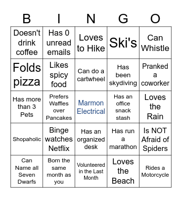 Find the Guest! Bingo Card