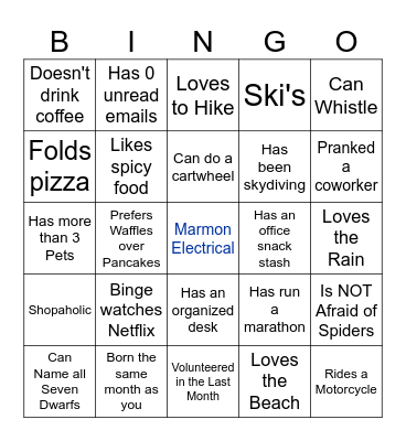 Find the Guest! Bingo Card